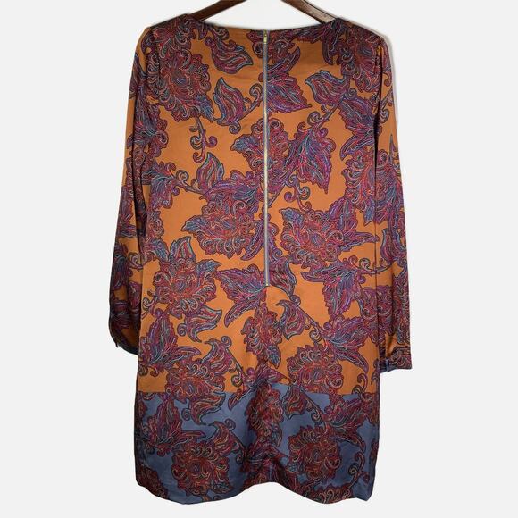 The Limited Paisley Printed Long Sleeve Dress Size Large NWT Copper Lined Orange - Picture 2 of 16